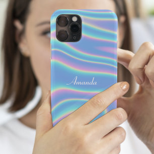 Moderne Holographic Iridescent Personalized Name iPhone 11 Hoesje