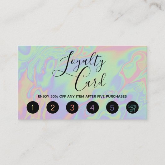 Moderne Holographic Script Rainbow Pastel Loyalty (Voorkant)