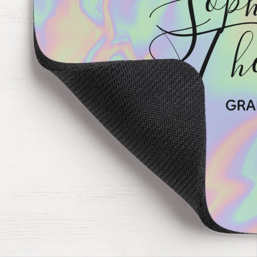 Moderne Holographic Script Rainbow Pastel Mousepad Muismat (Hoek)