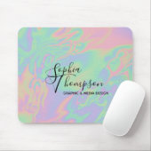 Moderne Holographic Script Rainbow Pastel Mousepad Muismat (Met muis)