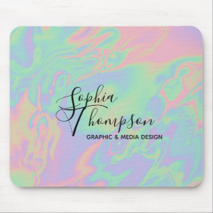 Moderne Holographic Script Rainbow Pastel Mousepad Muismat