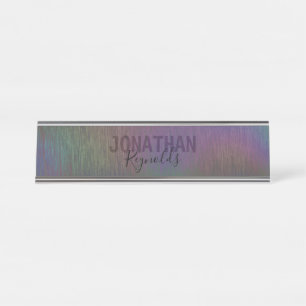 Moderne Holographique Arc-en-ciel - Plaque de nom