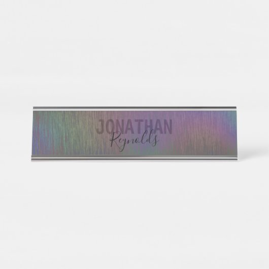 Moderne Holographique Arc-en-ciel - Plaque de nom  (Devant)