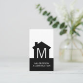 Moderne Home Logo Monogram - Verticaal zwart-wit Visitekaartje (Staand voorkant)