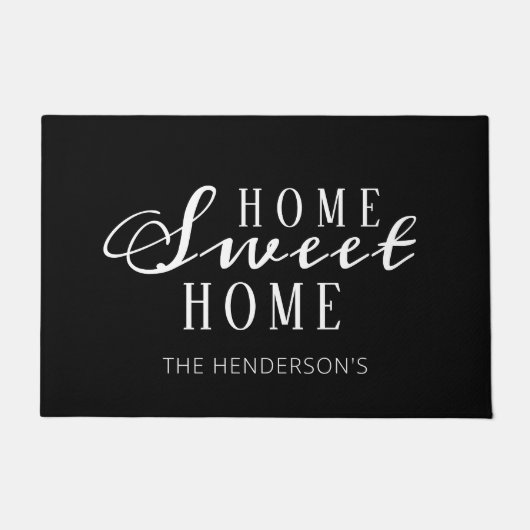 Moderne Home Sweet Home Black White, gepersonalise Deurmat (Voorkant)