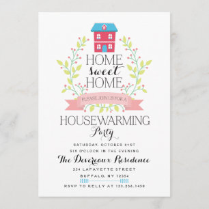 Moderne Home Sweet Home Housewarming Party Kaart