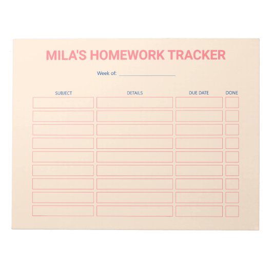 Moderne Homework Tracker-laptop Notitieblok (Voorkant)