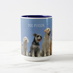 Moderne Hond Mens Minimalistische Multi Ras Foto Tweekleurige Koffiemok