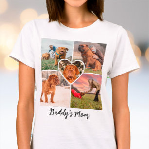 Moderne Hond Moeder Aangepaste Foto Collage met Na T-shirt