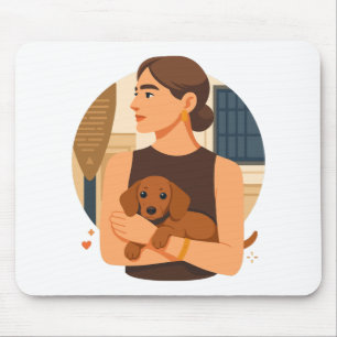 Moderne Hond Moeder Esthetiek Met Cute Puppy Muismat
