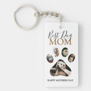 Moderne Hond Moeder Foto Collage Sleutelhanger