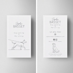 Moderne Hondenuitlaatservice, Pet Sitting Minimali Visitekaartje