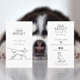 Moderne Hondenuitlaatservice, Pet Sitting Minimali Visitekaartje