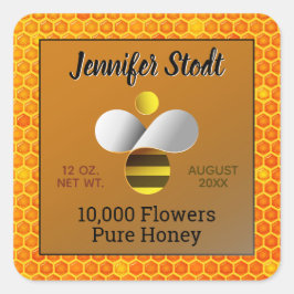 Moderne Honeybee Logo Donker Amber Sticker Set
