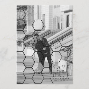 Moderne Honeycomb sparen de datum   Foto Save The Date