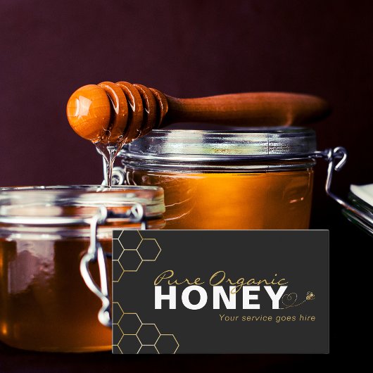 Moderne Honingbijen Gouden Honingraat Zwart Visitekaartje