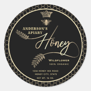 Moderne honingpot vertakking script koningin bij ronde sticker