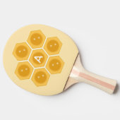 Moderne honingraat en monogram op ivoor tafeltennisbatje (Zijkant)