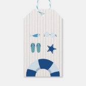 Moderne honkbal zwembad verjaardagsfeestje cadeaulabel (Achterkant)