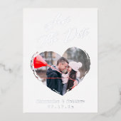Moderne hoofdfoto van het liefdeshart opslaan Datu Folie Uitnodiging (Voorkant)