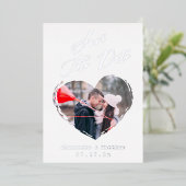 Moderne hoofdfoto van het liefdeshart opslaan Datu Folie Uitnodiging (Staand Voorkant)