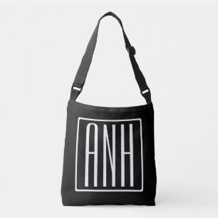 Moderne hoofdletters 3 Initiaal Monogram Wit op Crossbody Tas