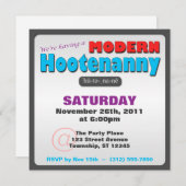 Moderne Hootenanny Square Party uitnodigingen (Voorkant / Achterkant)