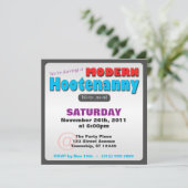 Moderne Hootenanny Square Party uitnodigingen (Staand voorkant)