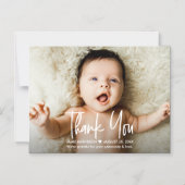 Moderne Horizontale Foto Baby Dank u Overlay Magnetische Uitnodiging (Voorkant)