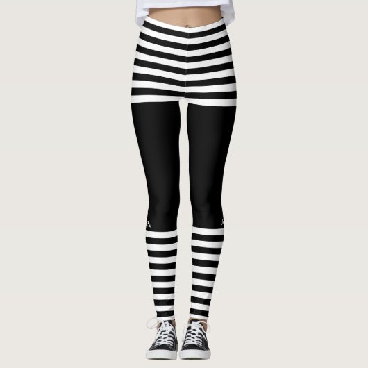 Moderne horizontale strepes, aangepaste naamruimte leggings (Voorkant)
