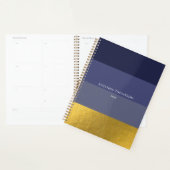 Moderne horizontale stripe Navy Blue & Gold Foil Planner (Display)