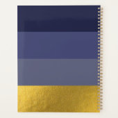 Moderne horizontale stripe Navy Blue & Gold Foil Planner (Achterkant)