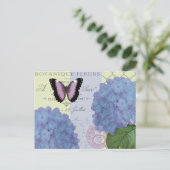 Moderne  hortensia en vlinder briefkaart (Staand voorkant)