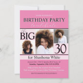 Moderne Hot Pink Black 3 Photo Invitation Annivers (Devant)