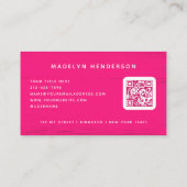 Moderne Hot Pink Brush Strokes QR-code Visitekaartje (Achterkant)