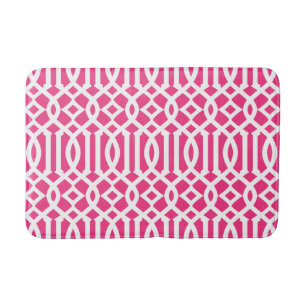 Moderne Hot Pink en White Trellis Badmat