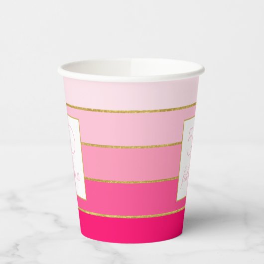 Moderne Hot Pink & Gold 50 en geweldige verjaardag Papieren Bekers (Links)