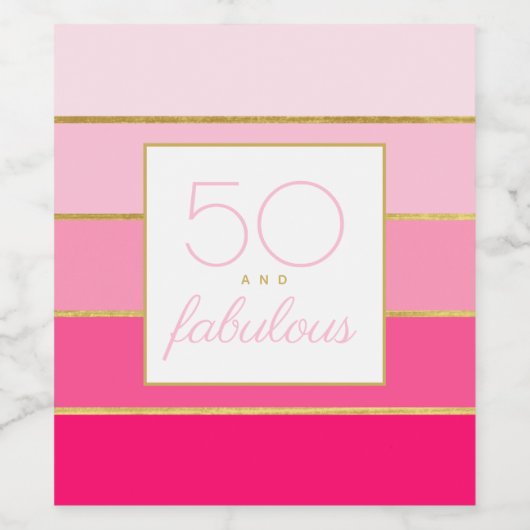 Moderne Hot Pink & Gold 50 en geweldige verjaardag Wijn Etiket (Enkel label)