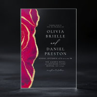 Moderne Hot Pink Gold Agaat Elegante Huwelijk