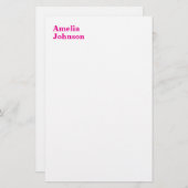 Moderne Hot Pink Naam Minimalist Professional Briefpapier (Voorkant / Achterkant)