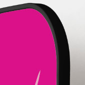 Moderne Hot Pink Script Naam Pickleball Paddle (Links Detail)