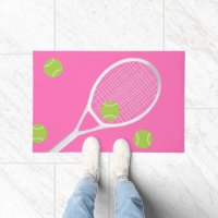 Moderne Hot Pink Tennis Racket Bal Tapijt