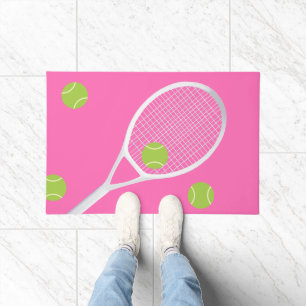 Moderne Hot Pink Tennis Racket Bal Tapijt Deurmat