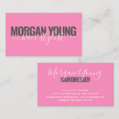 Moderne hot roze haar stylist script handtekening visitekaartje (Voorkant / Achterkant)