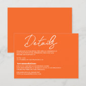 Moderne hotroze en Oranje Kaart voor bruiloft (Voorkant / Achterkant)