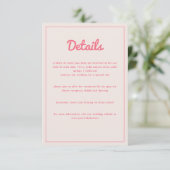 Moderne hotroze Fuchsia Retro Vibes Weddenschap Informatiekaartje (Staand voorkant)