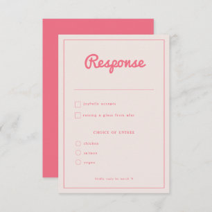 Moderne hotroze Fuchsia Retro Vibes Weddenschap RSVP Kaartje