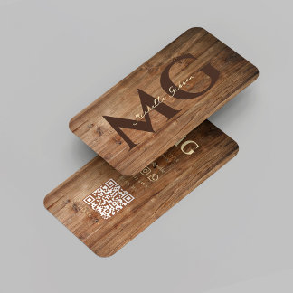 Moderne houtbewerking Monogram Teak Wood Initialen Visitekaartje