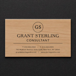 Moderne Houten Consultant Luxe Monogram Visitekaartje