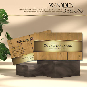 Moderne houten planken Bruin Hout Goud Grens Visitekaartje